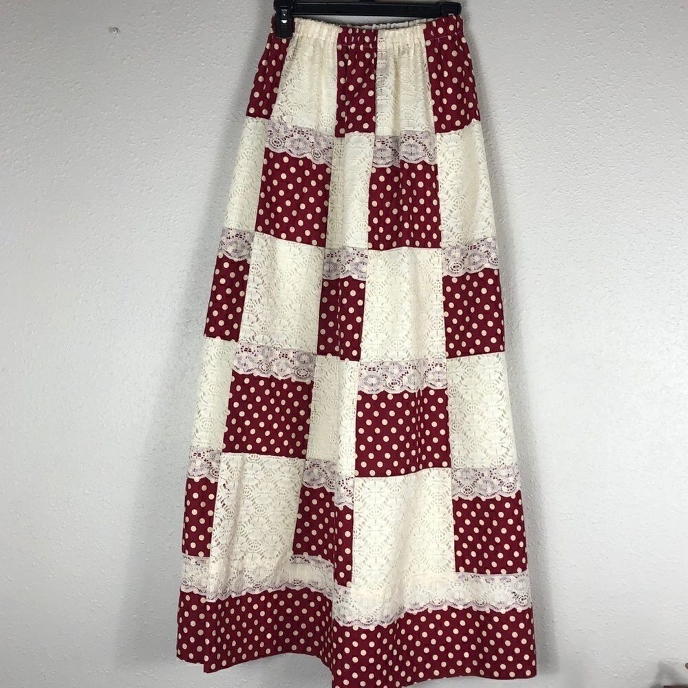 Vintage Tumbleweeds Red Polka Dot and Lace Skirt